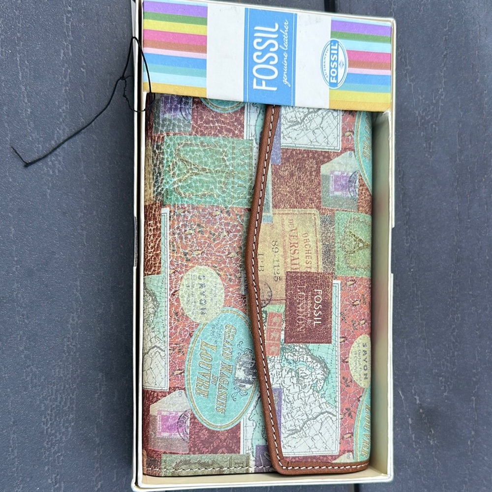 Fossil Colorful Map Design Wallet